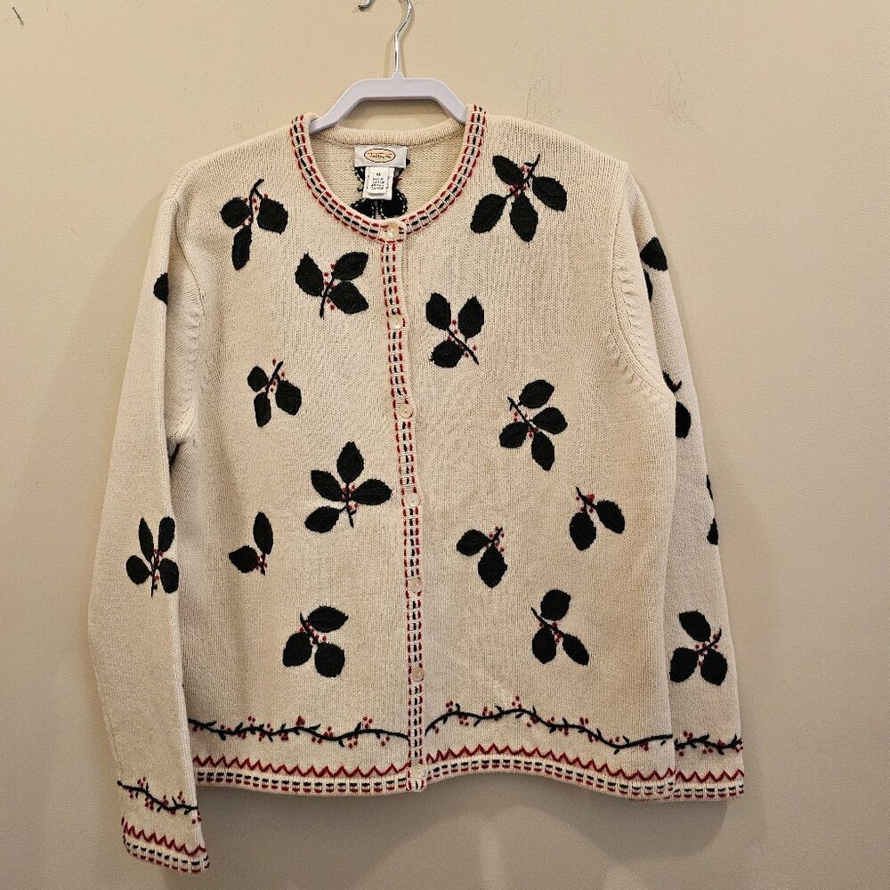 Women's Talbots‎ Holly Cardigan Sweater Lambs Wool Size XL